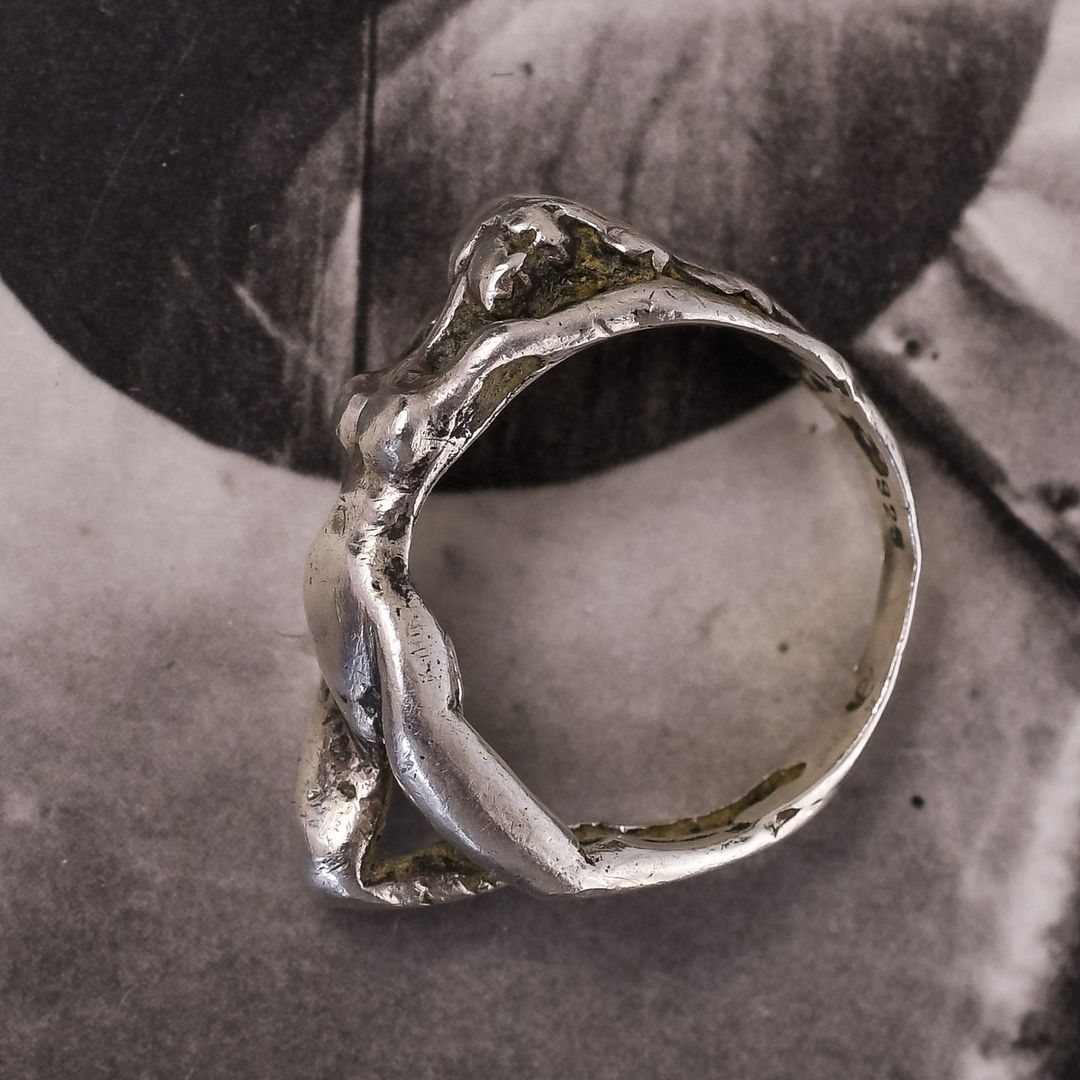 _butterlaneantiques@instagram on Pinno: Cool silver ring featuring a naked  woman...