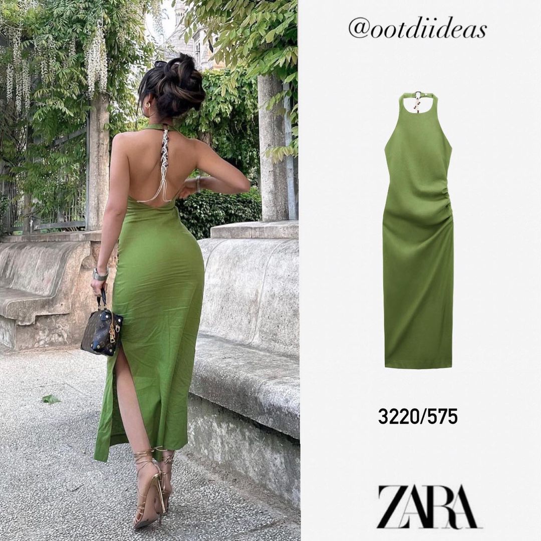 Velvet Dress Zara Woman Green Dress Zara Dresses Nwt Zara Macram Back Linen  Blend Halter Dress
