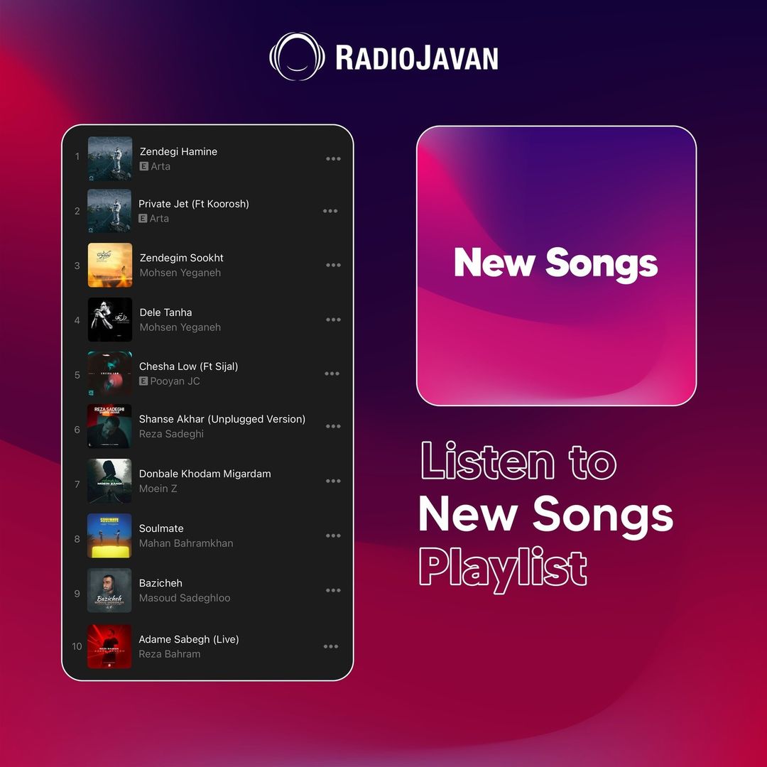 Radio Javan on Pinno: . شنونده ی پلی لیست «New Songs» در اپ #ر...