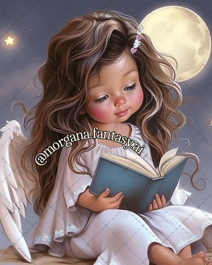 morgana.fantasy.ai@instagram on Pinno: Little Angel #littleangel #angel  #moon #...